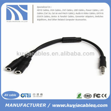 3.5mm headphone jack Male to 2 Female Y Splitter Cable adapter